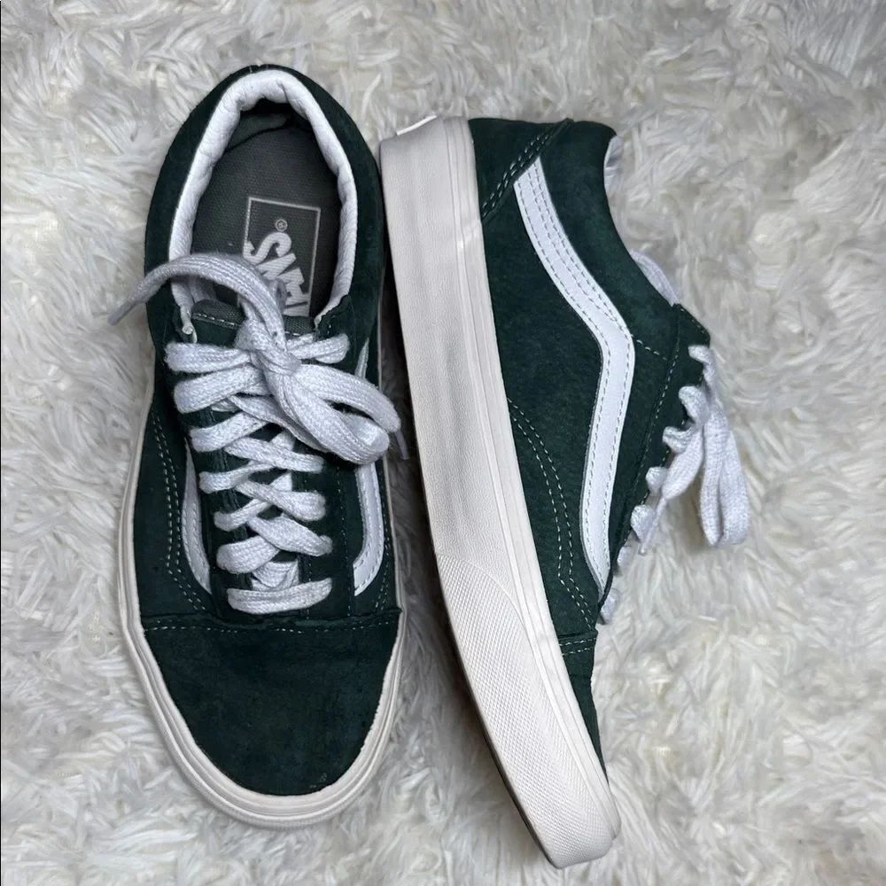 Vans Dark Green and White Sneakers